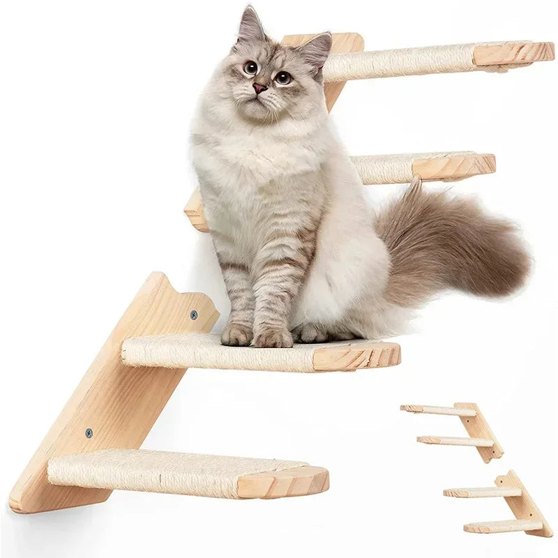 Escalier Mural pour Chats – 2 ou 4 Marches en Bois